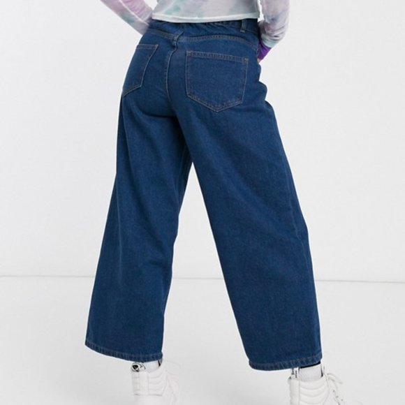 NWT Noisy May Petite Wide Leg Jeans in Dark Blue - Picture 2 of 6